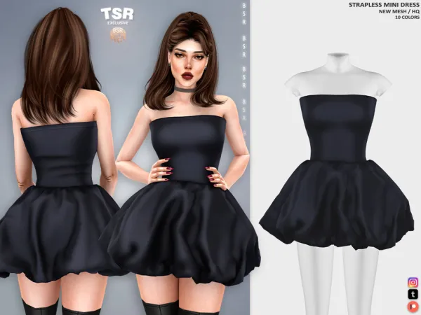 Mix STRAPLESS MINI DRESS BD1419 tr by busra - The Sims 4 Custom Content