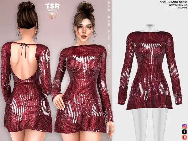 Alpha SEQUIN MINI DRESS BD1418 tr by busra - The Sims 4 Custom Content