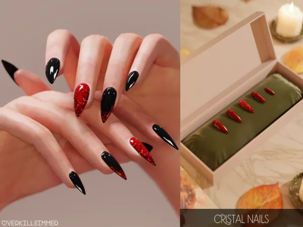 Alpha Cristal nails by overkillsimmer - The Sims 4 Custom Content