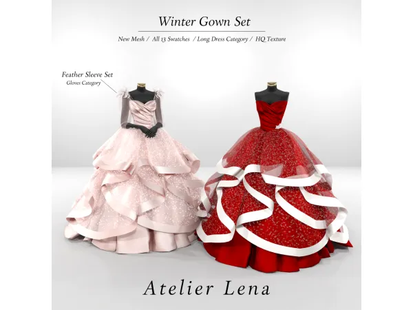 Alpha [Atelier Lena] Winter Gown Set - The Sims 4 Custom Content
