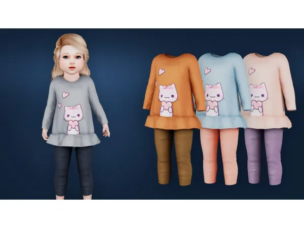 Mix TUNIC WITH CUTE CAT AND PANTS by modcollective - The Sims 4 Custom Content