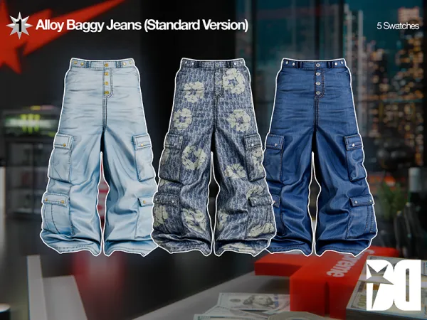 Alpha Alloy Baggy Jeans (Standard Version) - The Sims 4 Custom Content
