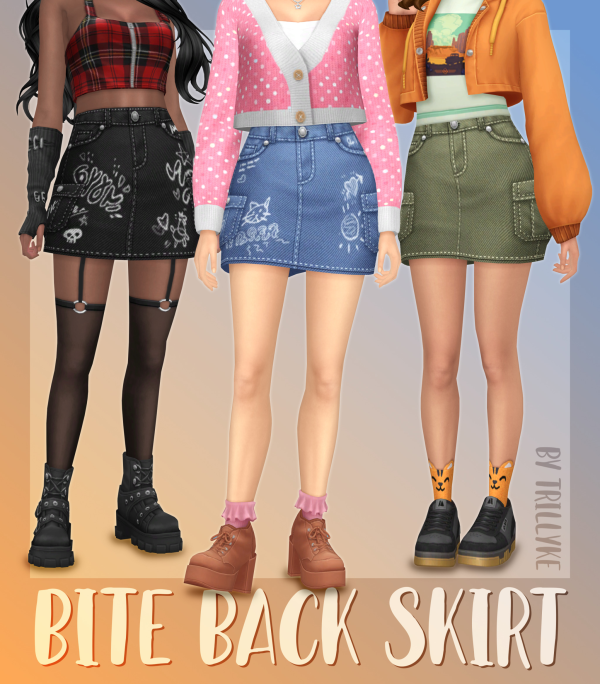 Maxis Match Bite Back Skirt by simsfinds - The Sims 4 Custom Content