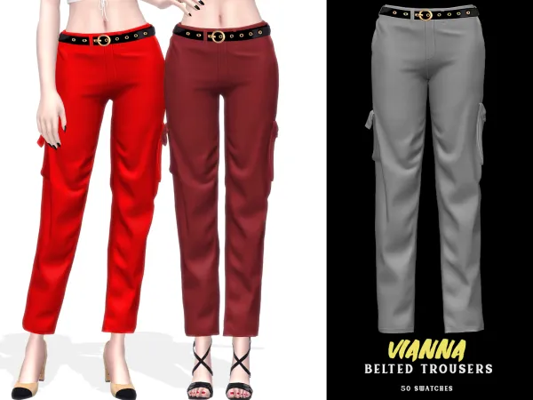 Alpha Vianna Belted Trousers - The Sims 4 Custom Content