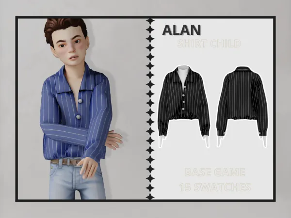 Alpha Alan Shirt Child - The Sims 4 Custom Content