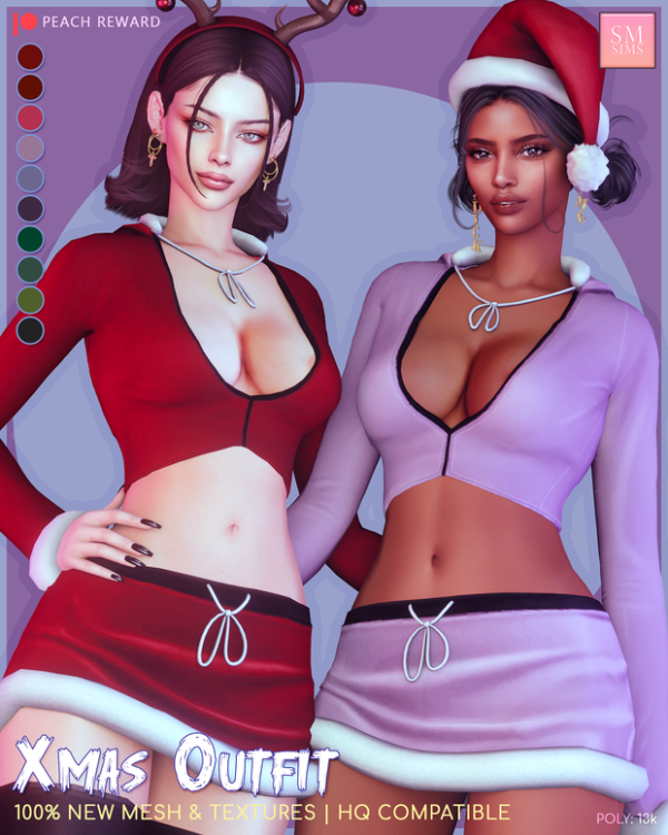 Mix PEACH Xmas Outfit by simsfinds - The Sims 4 Custom Content