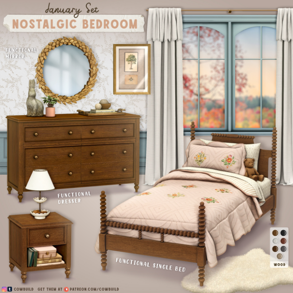Mix Nostalgic Bedroom by cowbuild - The Sims 4 Custom Content
