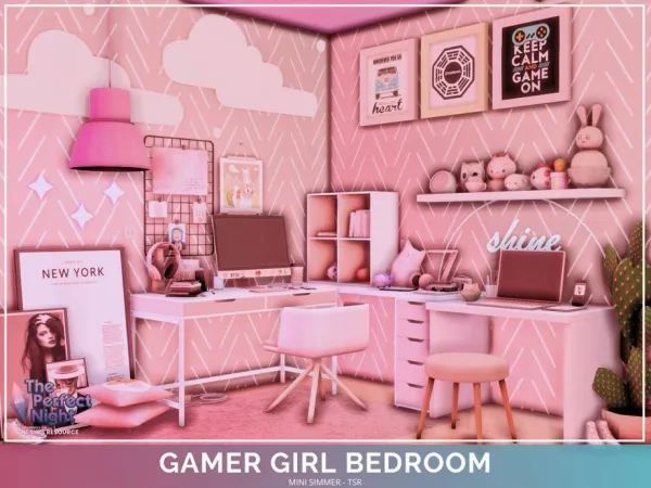 Mix Gamer Girl Bedroom by simsfinds - The Sims 4 Custom Content