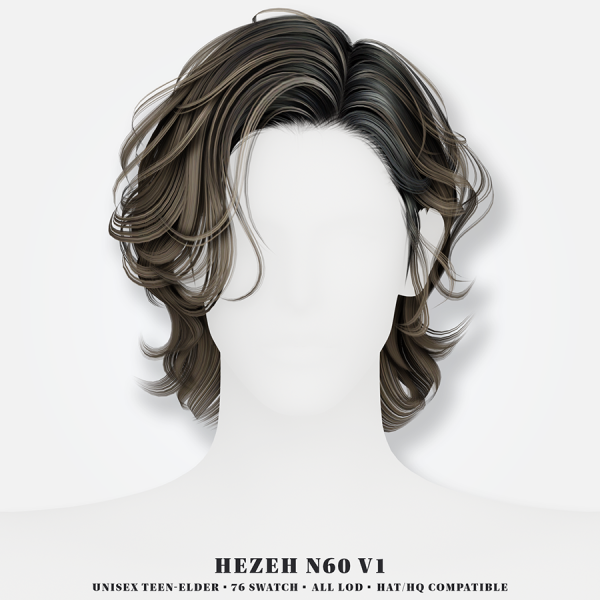 Alpha [Hezeh]Hair_No60 V1 by hezeh - The Sims 4 Custom Content