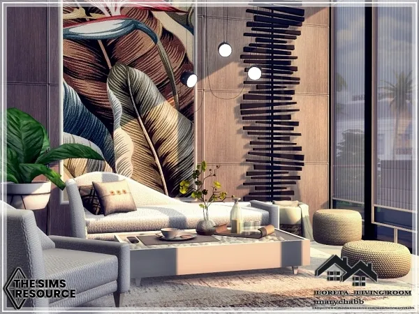 Mix LORETA Living Room by marychabb - The Sims 4 Custom Content