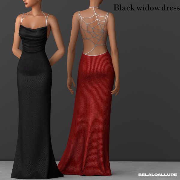 Alpha Black widow dress by simsfinds - The Sims 4 Custom Content