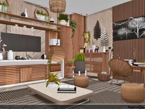 Mix Nature Living Room by nesscasims - The Sims 4 Custom Content