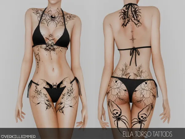 Mix Ella torso tattoos - The Sims 4 Custom Content