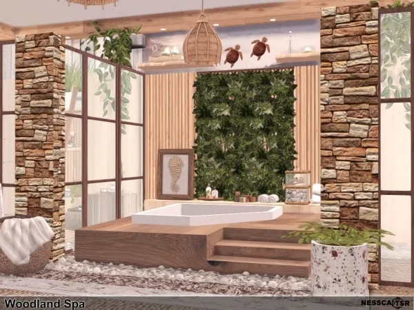 Mix Woodland Spa by nesscasims - The Sims 4 Custom Content