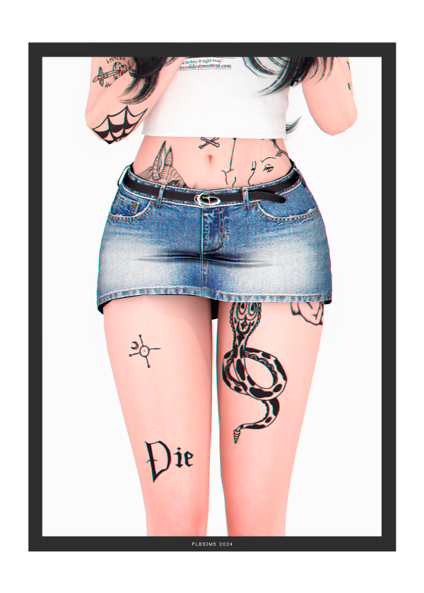 Alpha Yoyo Denim Mini Skirt (with Belt) by plbsims - The Sims 4 Custom Content