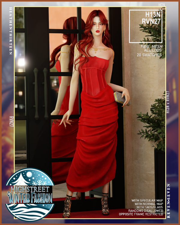 Mix Strapless Plunge Slim Backless Maxi Dress Bejeweled Clutch (With Handbag) by simsfinds - The Sims 4 Custom Content