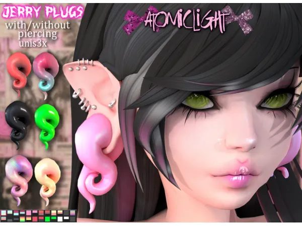 Maxis Match Jerry ear plugs for Gauged Ears Mod by atomiclight - The Sims 4 Custom Content