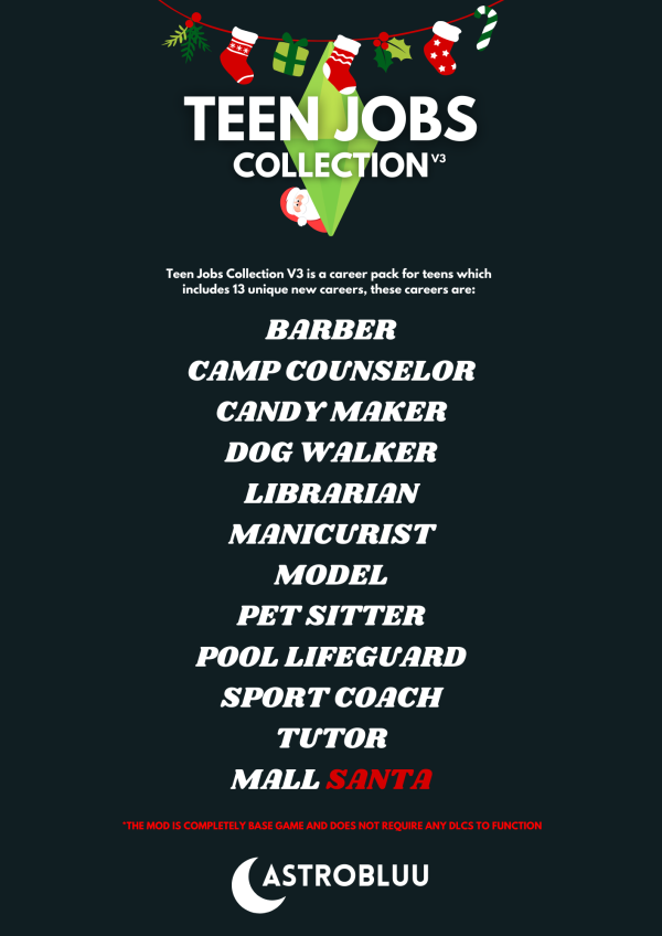 Mix Teen Jobs Collection V3 [CHRISTMAS UPDATE ] by simsfinds - The Sims 4 Custom Content