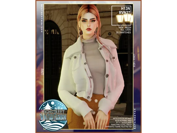 Mix Women's Snap Button Winter Fleece Jacket with Mockneck Pullover by rvn2seven - The Sims 4 Custom Content