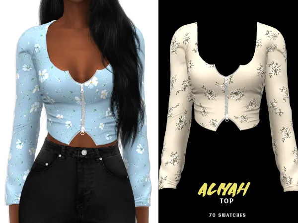 Mix Aliyah Top by grafity-cc - The Sims 4 Custom Content