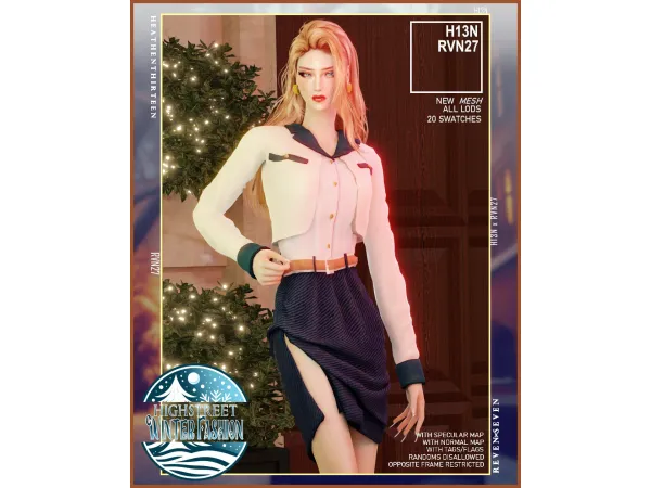 Mix Notch Lapel Buttoned Winter Crop Coat Jacket by heathenthirteen - The Sims 4 Custom Content