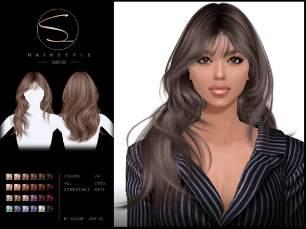 Alpha Long hairstyle 060125 Club by S - The Sims 4 Custom Content