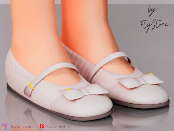 Maxis Match Child Ballet Flats With Bow by FlyStone - The Sims 4 Custom Content