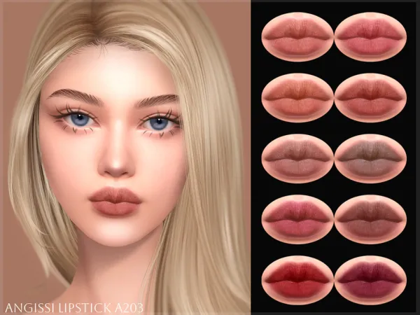 Alpha Lipstick A203 by ANGISSI - The Sims 4 Custom Content