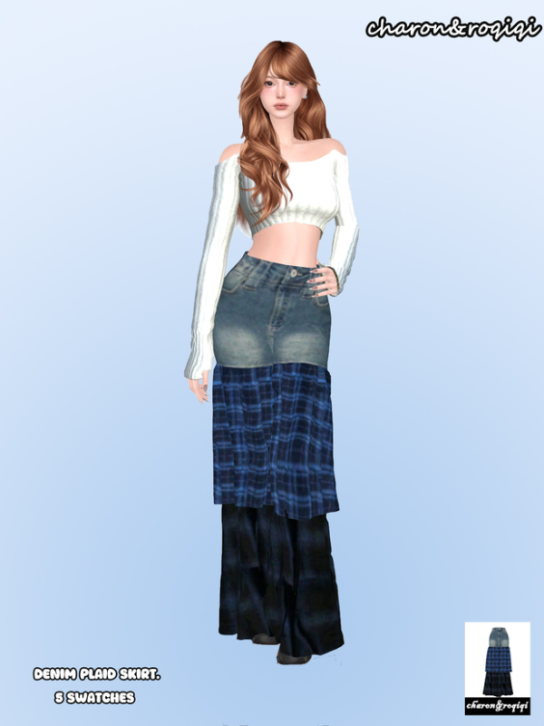 Mix Denim plaid skirt[early access] by simsfinds - The Sims 4 Custom Content