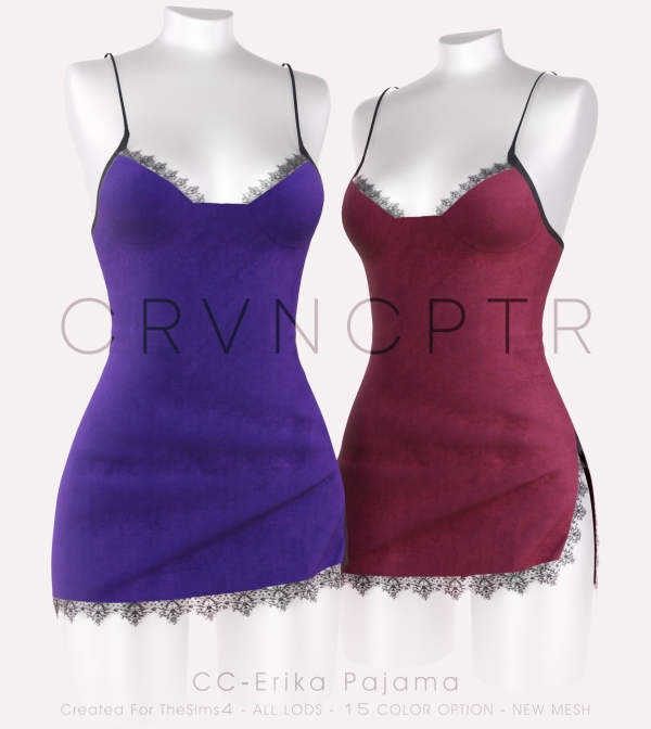 Alpha Erika Pajama by carvin_captoor - The Sims 4 Custom Content