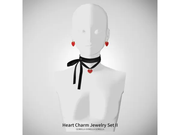 Alpha Heart Charm Jewelry Set II by gorillax3 - The Sims 4 Custom Content
