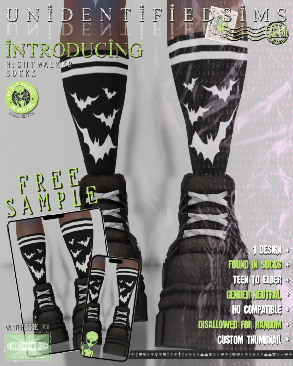 Mix Nightwalker Socks FREE Sample by unidentifiedsims - The Sims 4 Custom Content