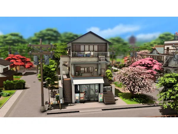 Maxis Match Manga Store Apartments by PlumbobKingdom - The Sims 4 Custom Content