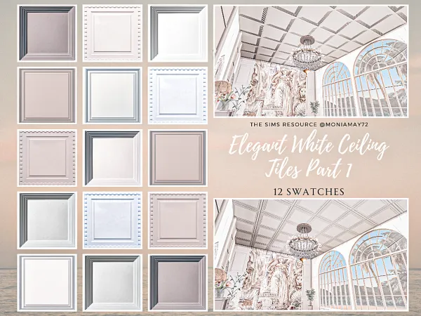 Maxis Match Elegant White Ceiling Tiles Part 1 by moniamay72 - The Sims 4 Custom Content