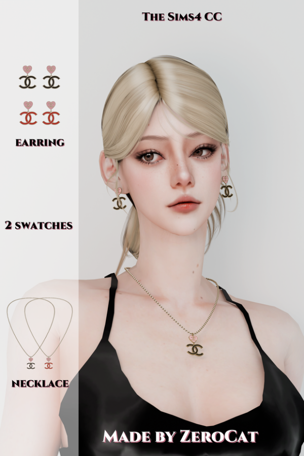 Mix Chanel Earrings Necklace by simsfinds - The Sims 4 Custom Content