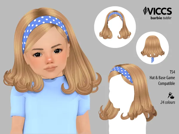 Maxis Match VICCS_BARBIE HAIR (TODDLER VERSION) MESH by viccs - The Sims 4 Custom Content
