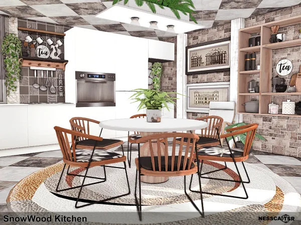Mix SnowWood Kitchen by nesscasims - The Sims 4 Custom Content