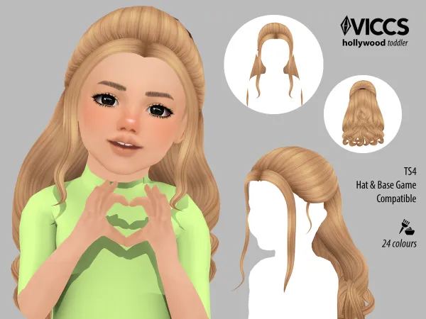 Maxis Match VICCS_DOVE HOLLYWOOD HAIR (TODDLER VERSION) MESH by viccs - The Sims 4 Custom Content