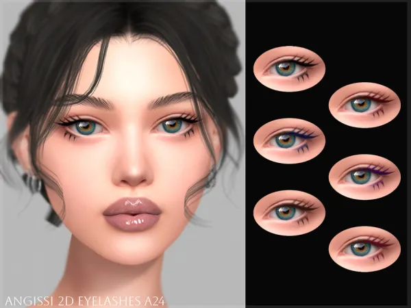 Maxis Match 2D eyelashes A24 by ANGISSI - The Sims 4 Custom Content