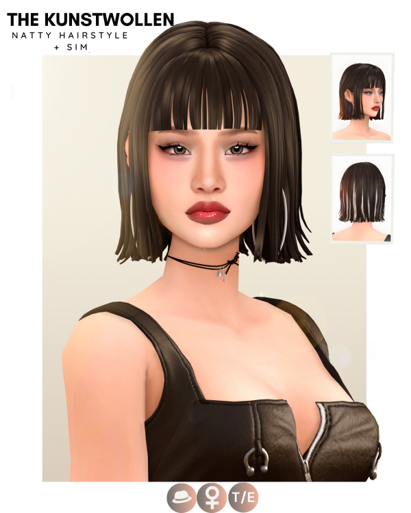 Maxis Match Natty (Kiss of Life) hair set sim by simsfinds - The Sims 4 Custom Content