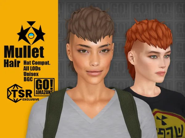 Maxis Match Mullet Hair by goamazons - The Sims 4 Custom Content