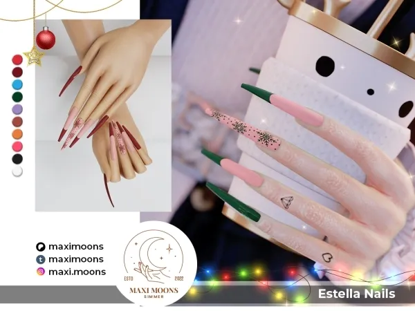 Alpha Estella Nails by maximoons - The Sims 4 Custom Content