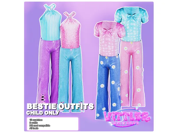 Mix Bestie Child Outfits by VittlerUniverse - The Sims 4 Custom Content