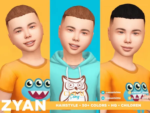 Alpha Zyan Hairstyle Children by casualsims - The Sims 4 Custom Content