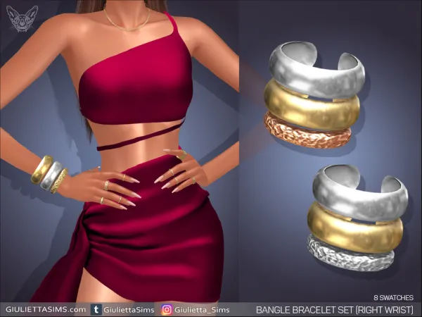 Alpha Bangle Bracelet Set For Right Wrist by feyona - The Sims 4 Custom Content