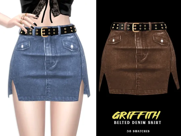 Griffith Belted Denim Skirt