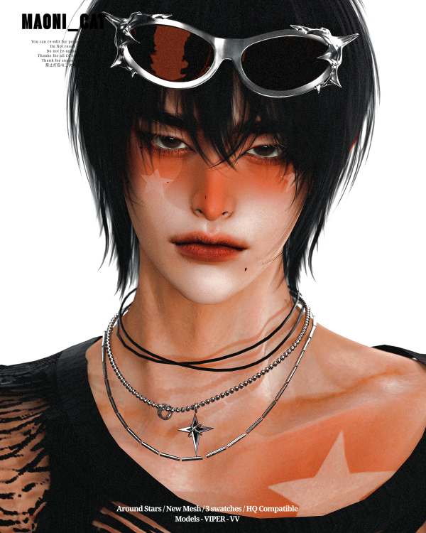 Alpha Necklace No17 Earrings No10 by simsfinds - The Sims 4 Custom Content