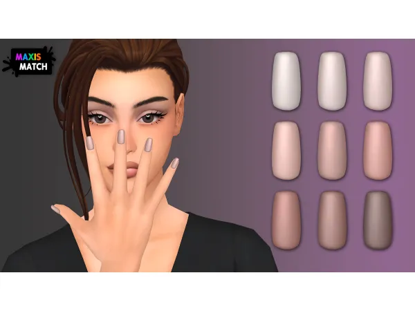 Maxis Match Matte short nude nails by modcollective - The Sims 4 Custom Content