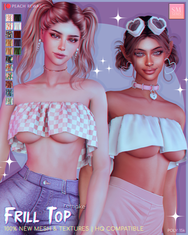Mix PEACH Frill Top by simsfinds - The Sims 4 Custom Content