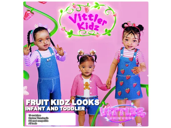 Alpha Fruit Kidz Outfits for Infants and Toddlers by VittlerUniverse - The Sims 4 Custom Content
